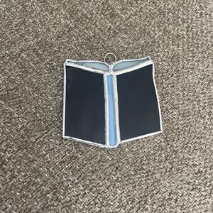 Handmade Mini Purple Open Book Suncatcher 3”x3”